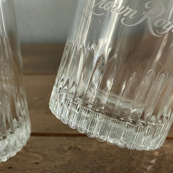 Crown Royal Whiskey Heavy Rocks Glass Set of 2 Etched White Logo - Picture 3 of 8